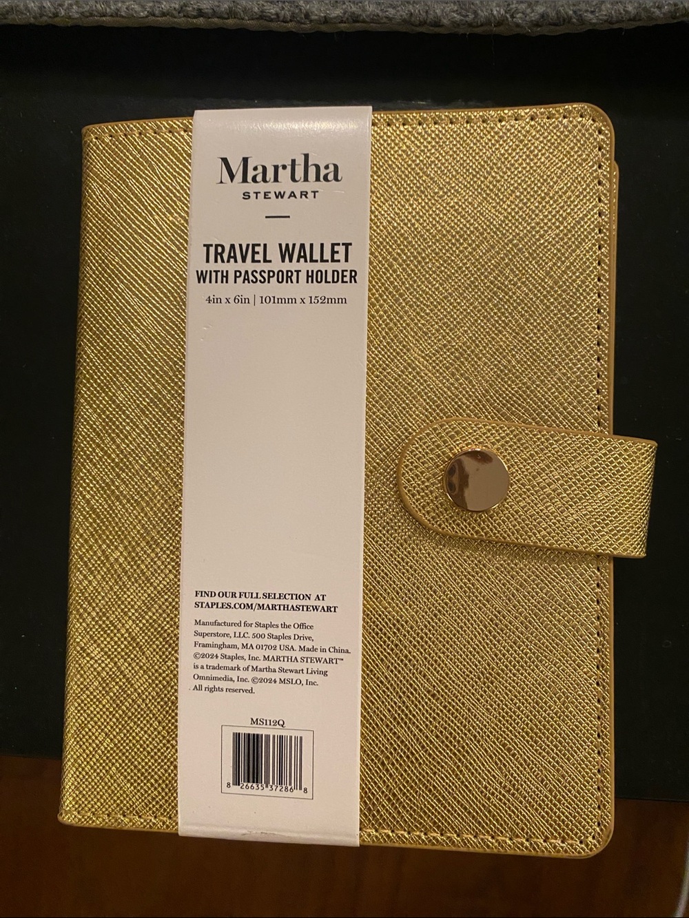 Martha Stewart Metallic Gold Passport Travel Wallet